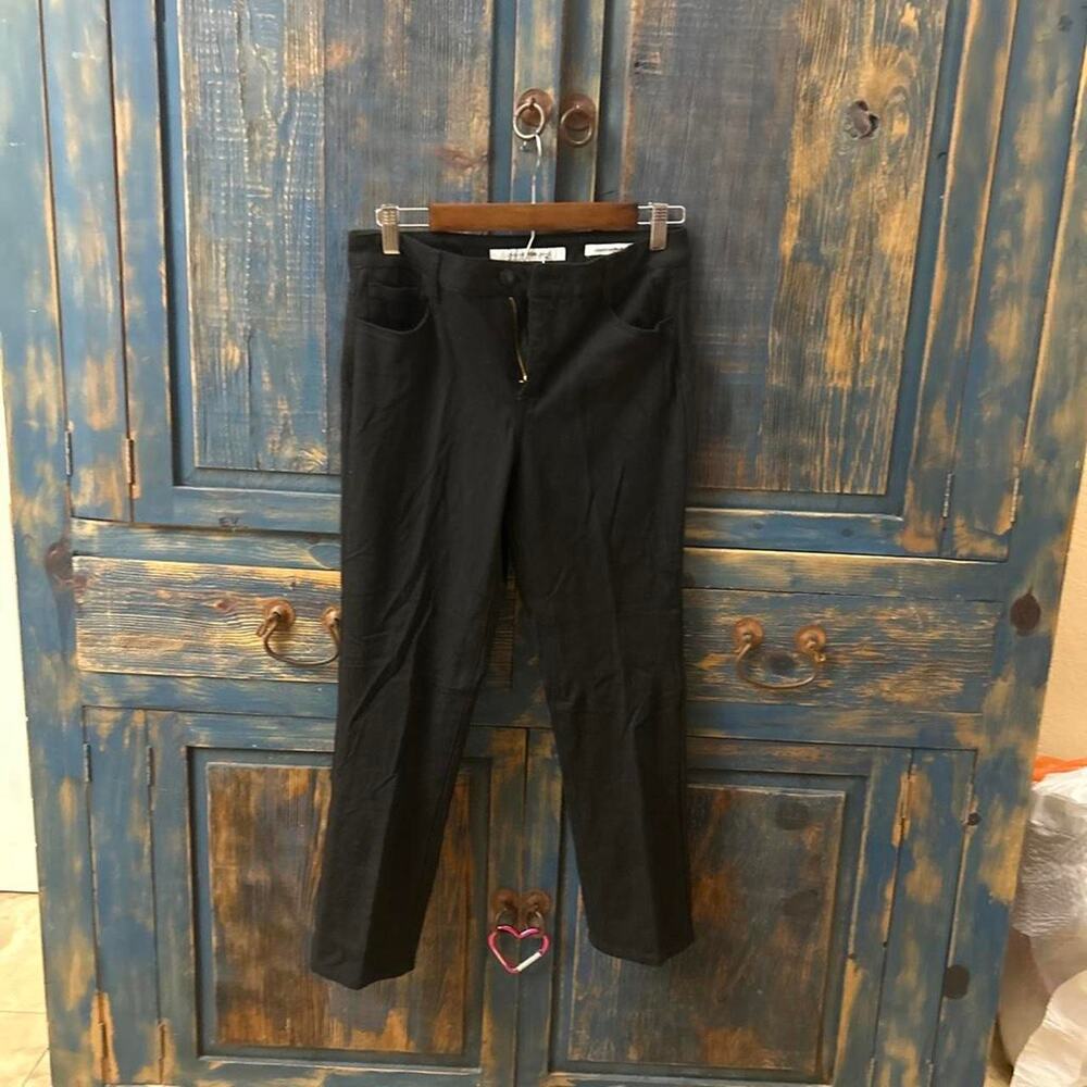 Black high waisted straight leg pants with